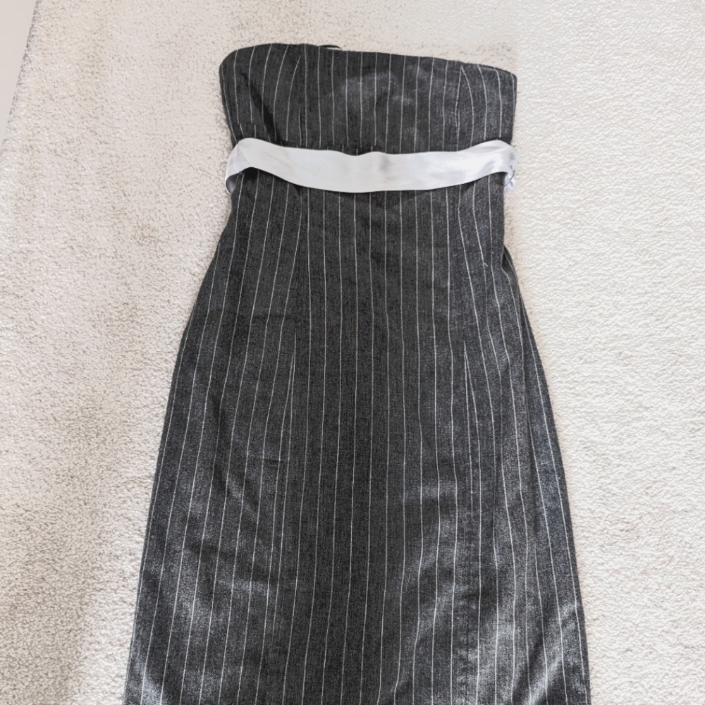 Mango strapless striped dress